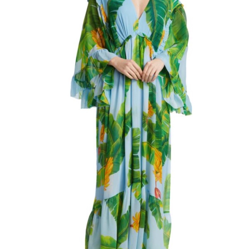 NWT Farm Rio Fresh Bananas Butterfly Sleeve Maxi Dress
